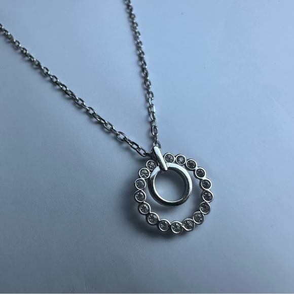 Swarovski Cathy Double Pendant Elegant Silver Necklace with Crystal Accents - Picture 5 of 13